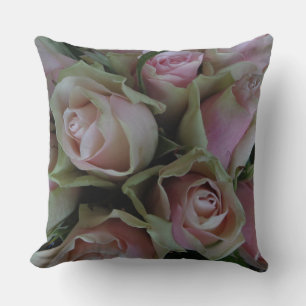 Coussin Bouquet de fleurs de Roses verts roses