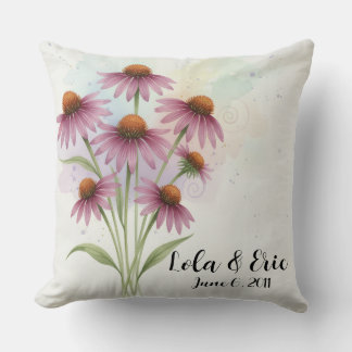 Coussin Bouquet de fleurs d'Echinacea pour anniversaire