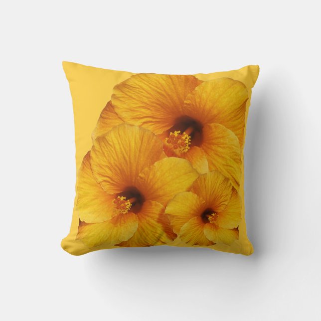Coussin Bouquet de fleurs d'Hibiscus d'or (Recto)