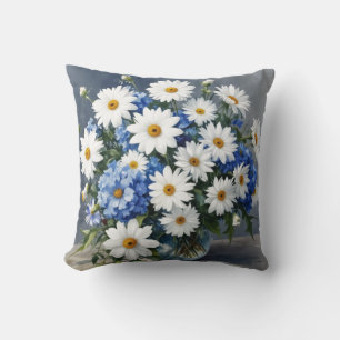 Coussin Bouquet de fleurs Élégantes marguerites Aquarelle