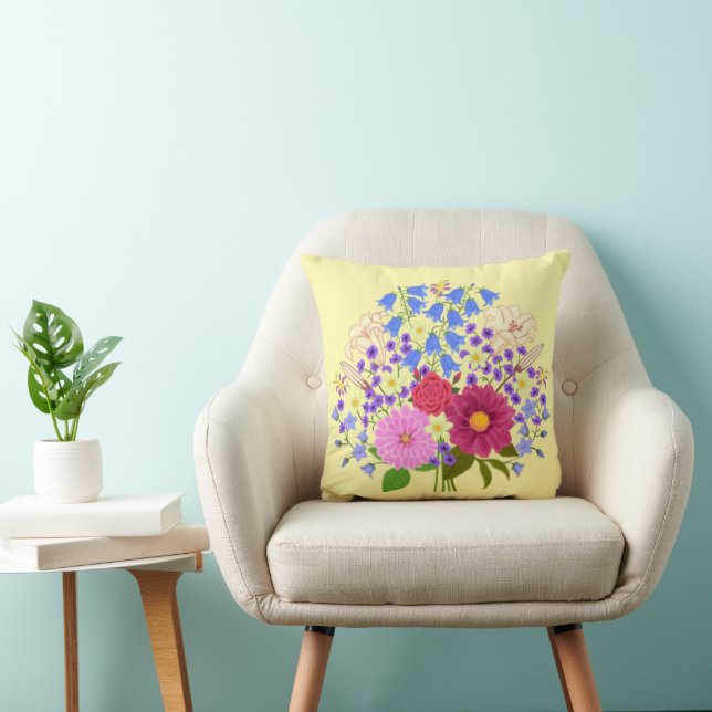 Coussin Bouquet de fleurs jaune (Chaise)