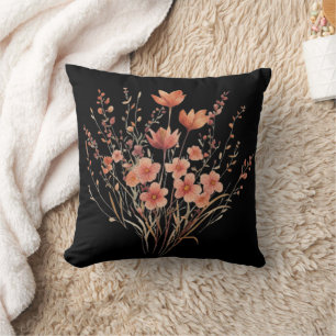 Coussin Bouquet de fleurs sauvages brodé coloré 