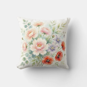 Coussin Bouquet de fleurs sauvages de jardin de campagne à