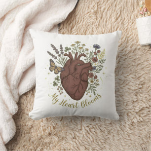 Coussin Bouquet de fleurs sauvages et cœur anatomique esth