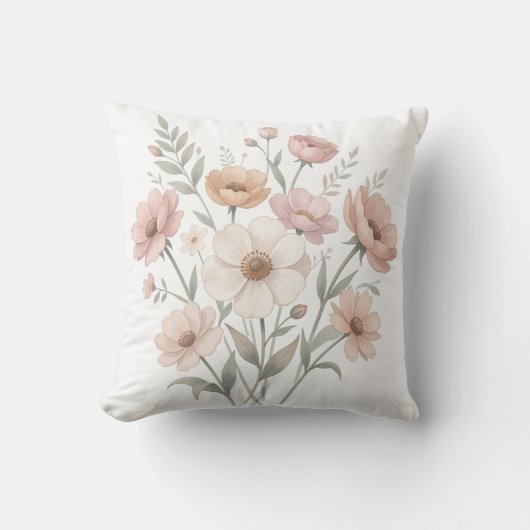 Coussin Bouquet de l'Anémone Délicate Aquarelle Douceur (Recto)