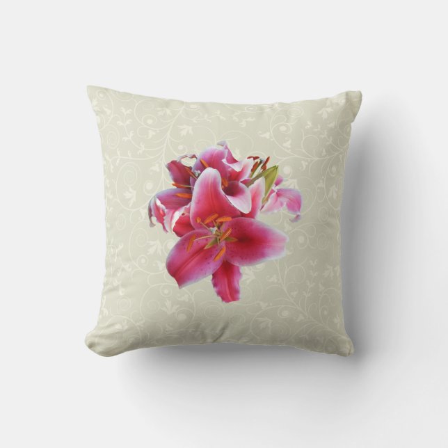Coussin Bouquet de lis Stargazer (Recto)