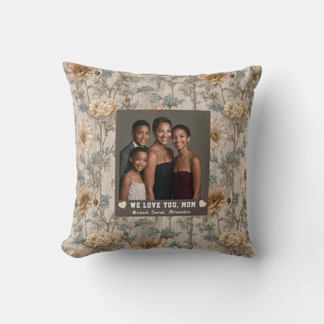 Coussin Bouquet de renoncules Maman chat Styling classique (Recto)