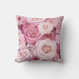 Coussin Bouquet de roses roses pastel Art floral