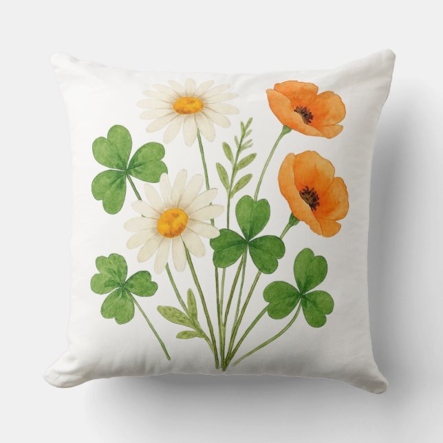 Coussin Bouquet de trèfle floral St. Patrick  (Recto)