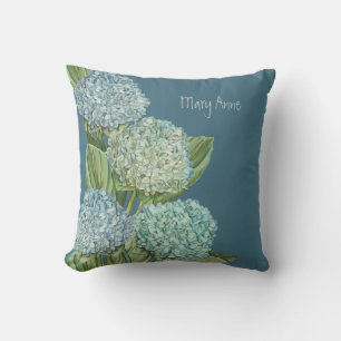 Coussin Bouquet d'hortensias bleu poussiéreux