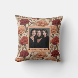 Coussin Bouquet d'œillets Meilleure grand-mère Décoration