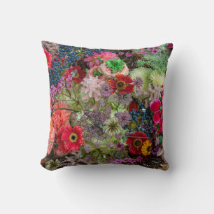 Coussin Bouquet floral automnal riche avec Gerberas et Bai