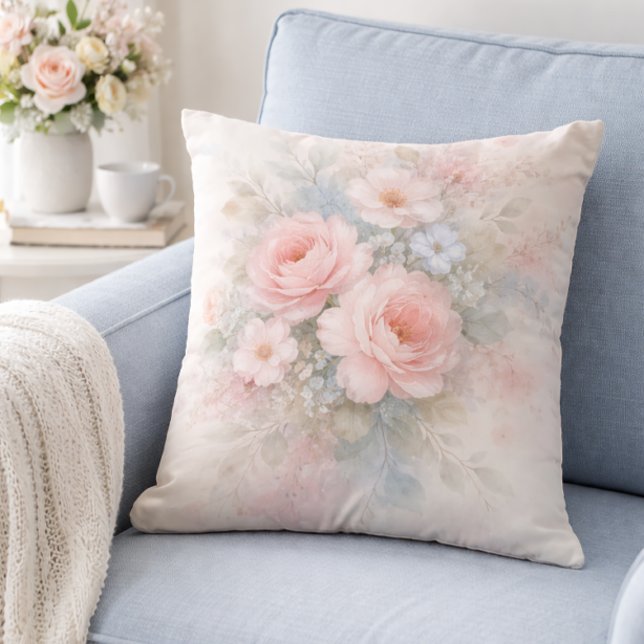 Coussin Bouquet floral aux pastels doux (Créateur téléchargé)
