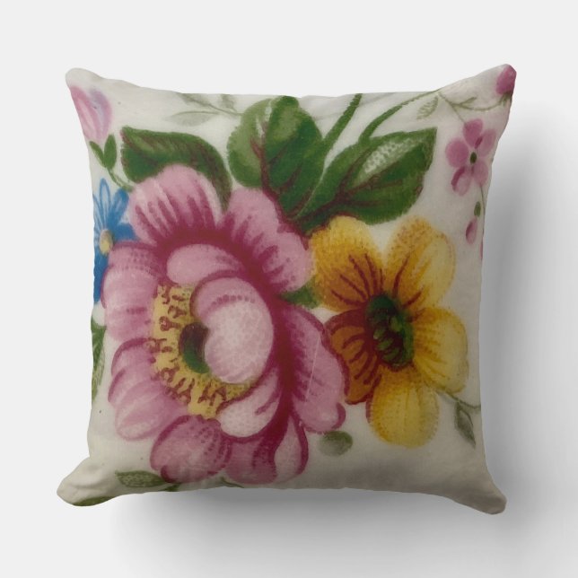 Coussin Bouquet floral de la coupe de thé (Recto)