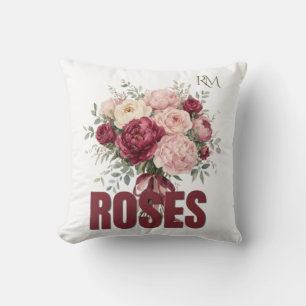 Coussin Bouquet Floral de Roses Romantiques Élégant Design