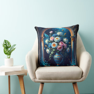 Coussin Bouquet Floral Glorieux Sous Un Ciel Lune