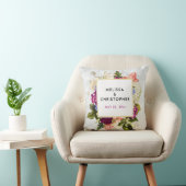 Coussin Bouquet floral rose et blanc moderne (Chaise)