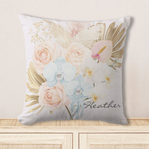 Coussin Bouquet Floral Tropical Fleur Pretty Monogrammé