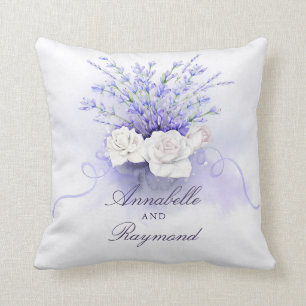 Coussin Bouquet Lavenders Elegant Aquarelle