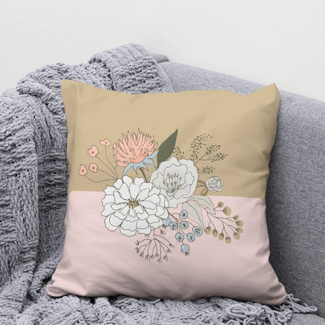 Coussin Bouquet Moderne Colorblock (Créateur téléchargé)
