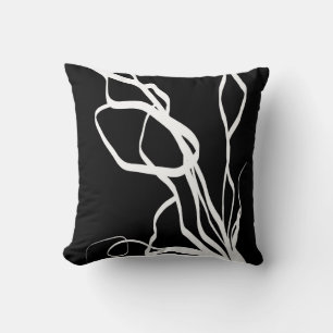 Coussin Bouquet Noir : Abstrait noir et blanc