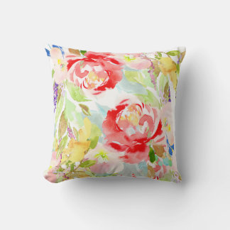 Coussin Bouquet PixDezines Floral Aquarelle/Peonies de Cor