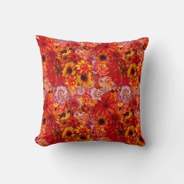 Coussin Bouquet Rojo brillant Floral Rich Rouge Hot Daisée (Recto)