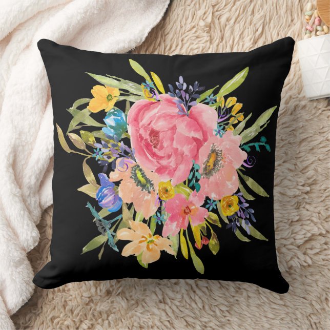 Coussin Bouquet Rose d'aquarelle (Couverture)