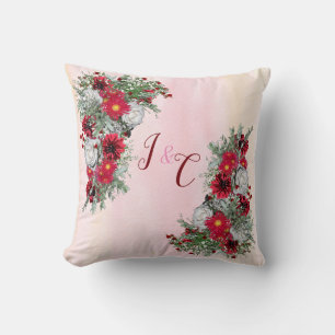 Coussin Bouquets Bourgogne Fleurs