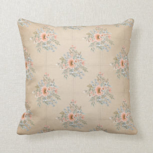 Coussin Bouquets de pêche et de bleu sur l'oreiller à lanc