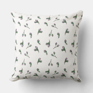 Coussin Bourgeon de Fleur - Rose et vert - Motif floral dé