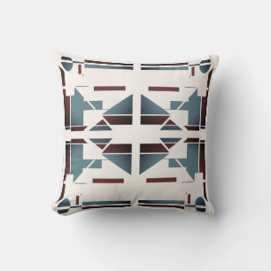 Coussin Bourgogne Ardoise Blanc cassé Méditerranéen Symétr
