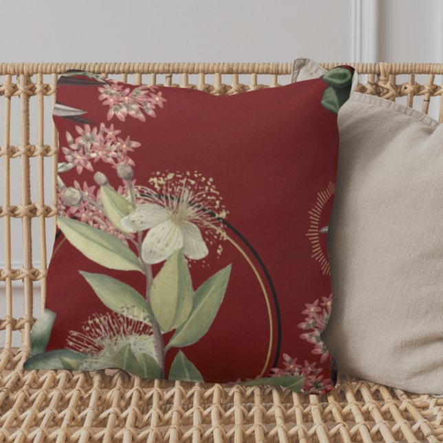 Coussin Bourgogne Art Floral Design (Créateur téléchargé)