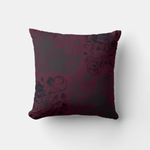Coussin Bourgogne & Black Dark Garden Gothique Glam 