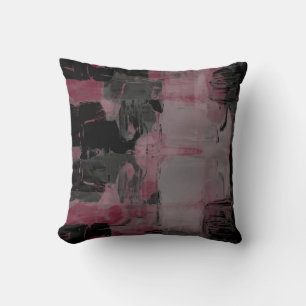 Coussin Bourgogne Bordeaux Gris & Noir Artistique Abstrait