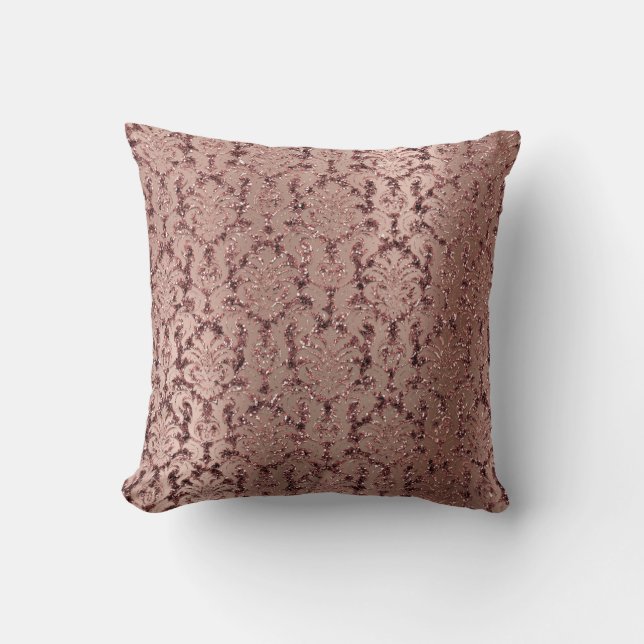 Coussin Bourgogne Damask Rose Rose Blush Sequin Red Bean (Recto)