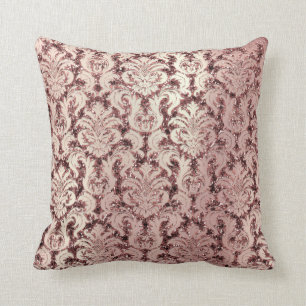 Coussin Bourgogne Damask Rose Rose Or Blush Sequin Pearl