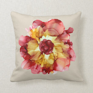 Coussin Bourgogne et Camellia à fleurs (arrière - plan e