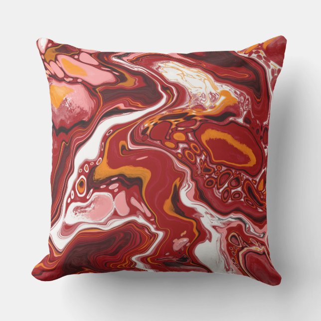 Coussin Bourgogne et Marbre blanc Fluid Art (Recto)