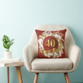 Coussin Bourgogne et or Floral 40e anniversaire Mariage (Chaise)