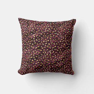 Coussin Bourgogne et Or Série Léopard Design 1