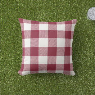 Coussin Bourgogne et Vichy Blanc Carreaux Buffalo Plaid