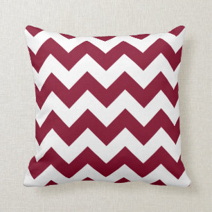 Coussin Bourgogne et zigzag blanc de Chevron