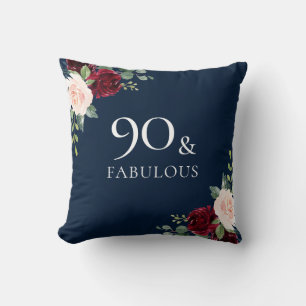 Coussin Bourgogne & Marine, Aquarelle Blush 90e anniversai
