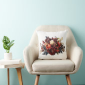 Coussin Bourgogne Marron Corail Blanc Floral Maussade (Chaise)