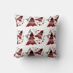 Coussin Bourgogne Motif de l'arbre de Noël répété