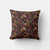 Coussin Bourgogne Or Noir Botanique Fleurs Aquarelle  (Recto)