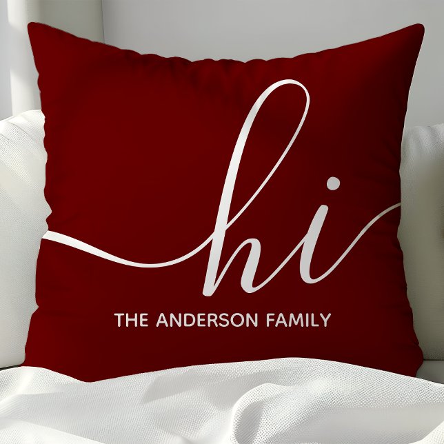 Coussin Bourgogne personnalisé Script Hi  (Créateur téléchargé)