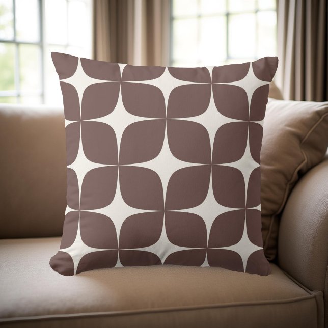 Coussin Bourgogne profonde du milieu du siècle moderne géo (Créateur téléchargé)
