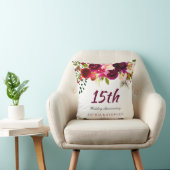 Coussin Bourgogne Ruby Rouge Floral 15e anniversaire Maria (Chaise)